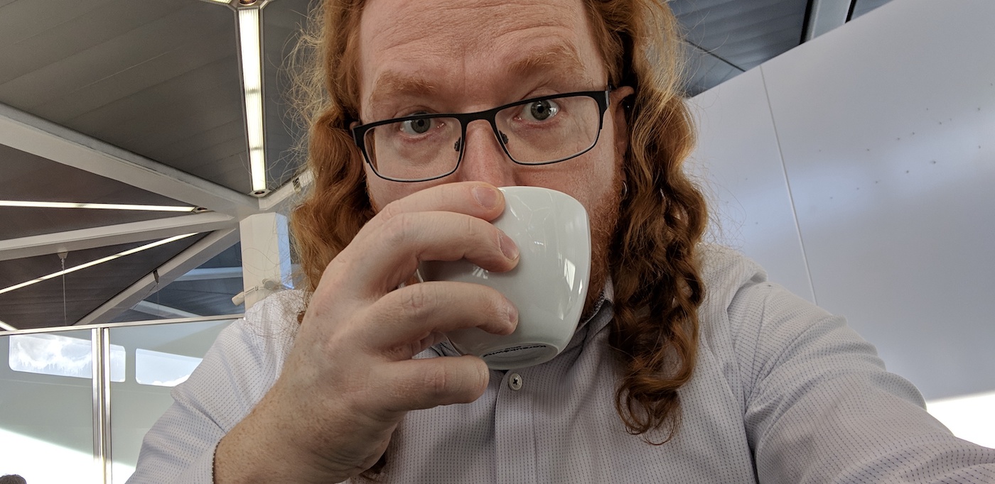 Chris Heilmann drinking coffee