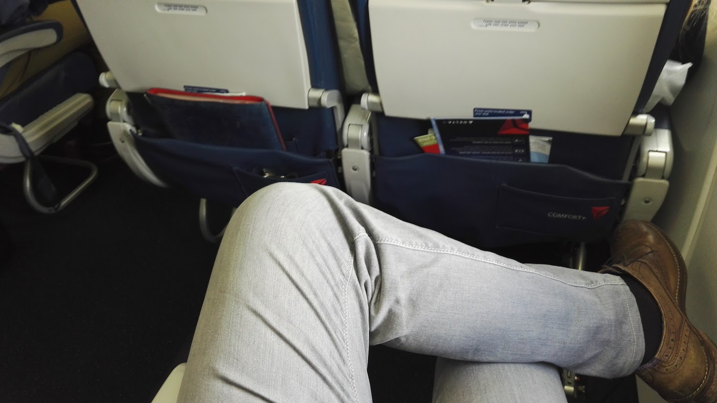 Sitting on a plane with just enough legroom